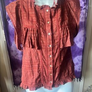 Rust Button-Up Women's Top
